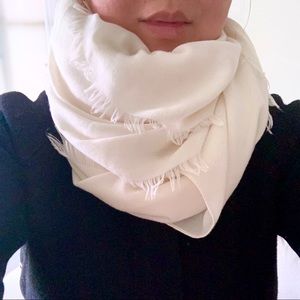 OAK + FORT | Soft White Scarf with Fringe - New!